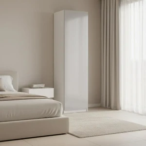 Шкаф распашной Лион серый глянец  60х232,2х54,5  с 2 полками, штангой и ящиком ЛДСП каркас белый