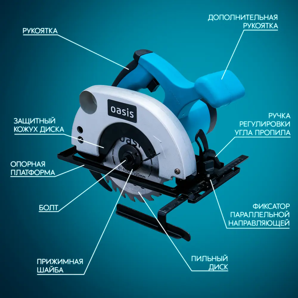 Пила циркулярная сетевая Oasis PC-140, 1100 Вт, 140 мм STLM-2192102 - Вид №3