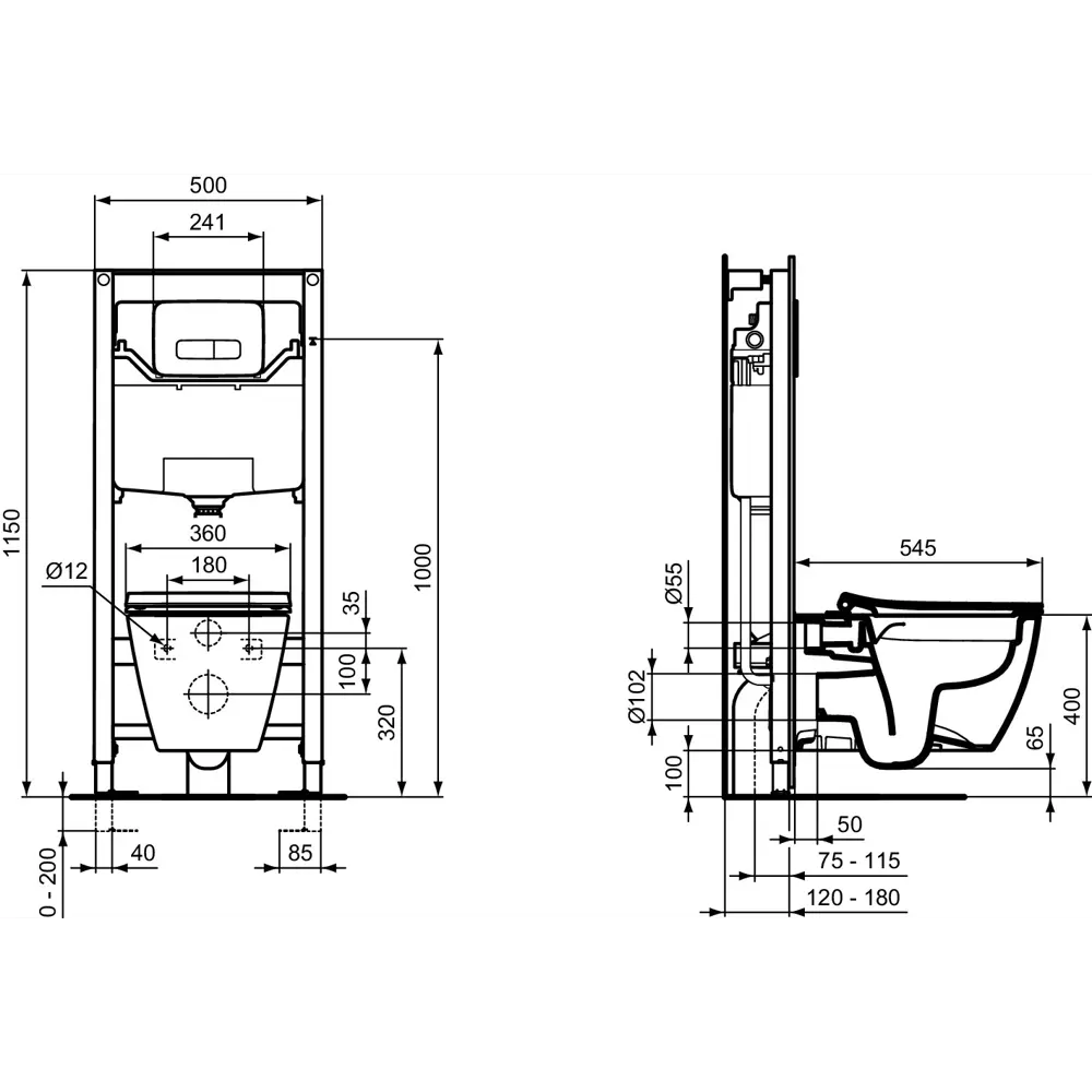 Инсталляция для подвесного унитаза Ideal Standard ProSys 120 M с кнопкой 86126371 STLM-2191448  - Вид №8