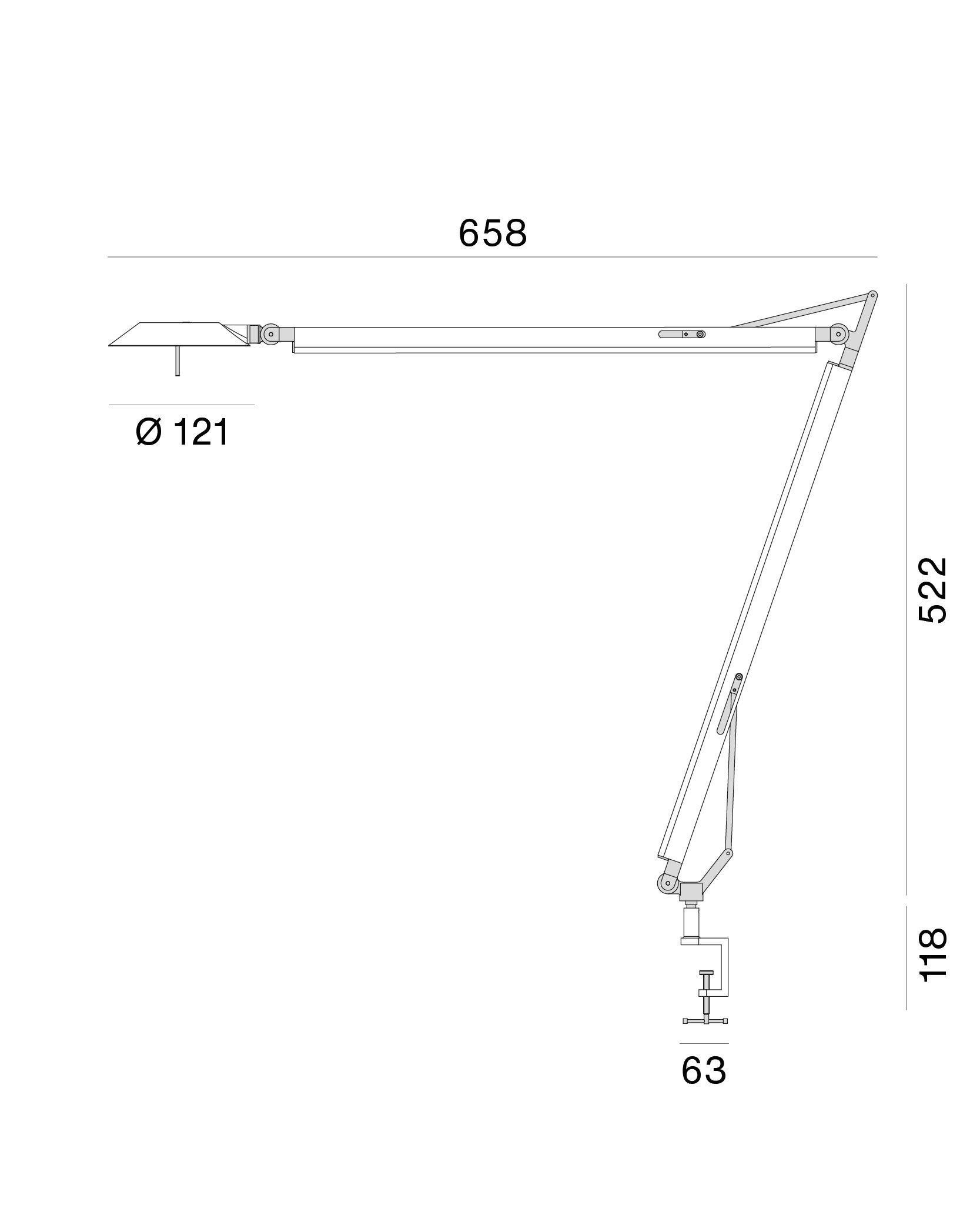 Алюминиевая настольная лампа с зажимом с гибким рычагом In Stock Stilnovo ARCH-00006398 - Вид №3