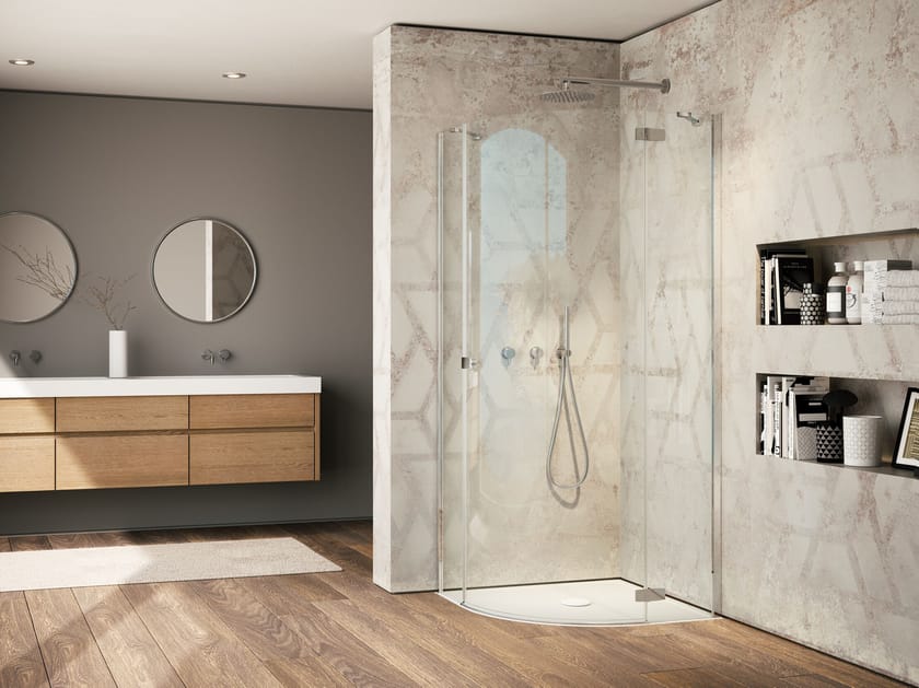 Стеклянная полукруглая душевая кабина с распашной дверью Provex Industrie Kombi ARCH-00035905