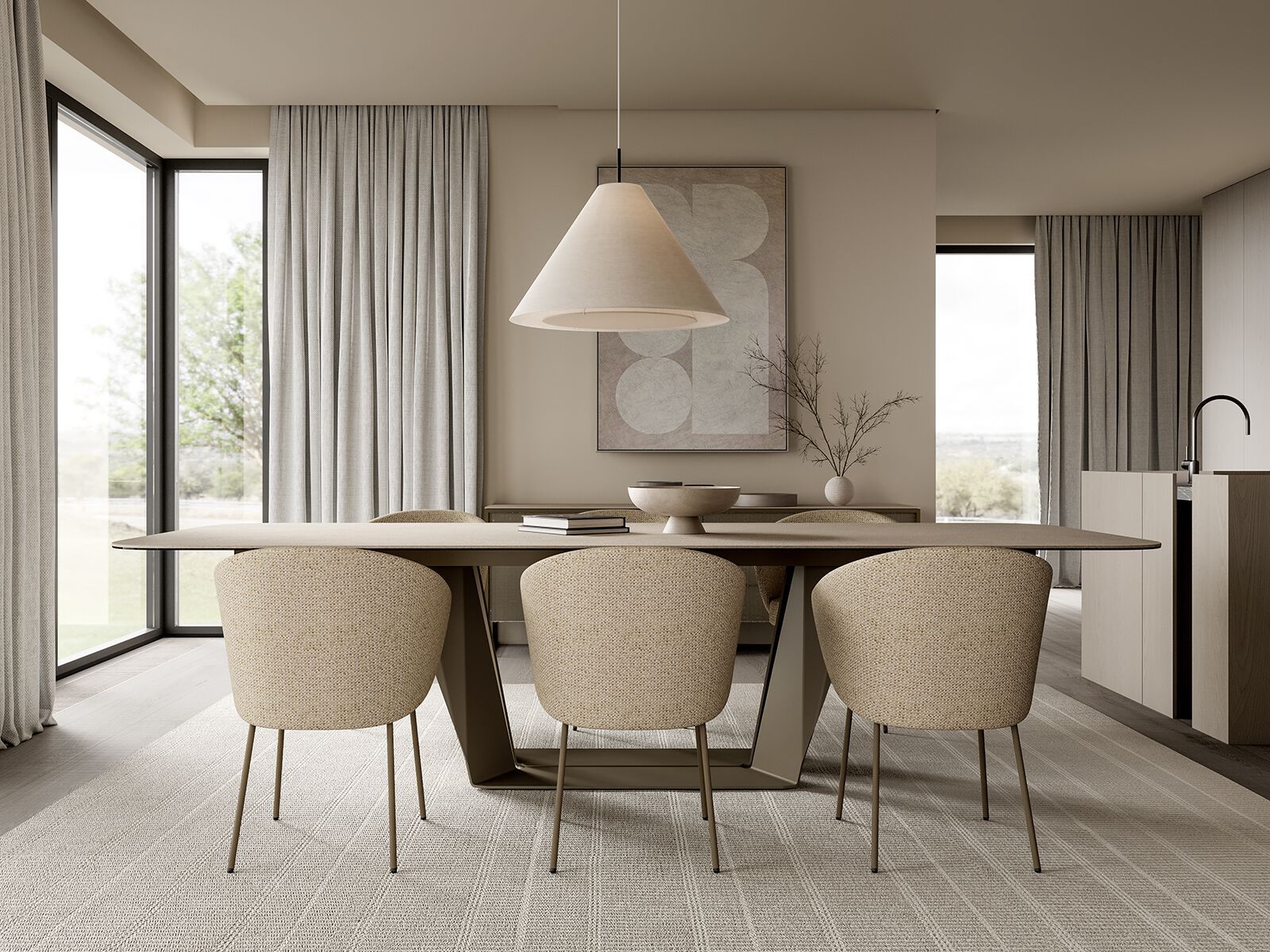 Прямоугольный керамический обеденный стол MOBLIBERICA Plec ARCH-00049523 - Вид №1