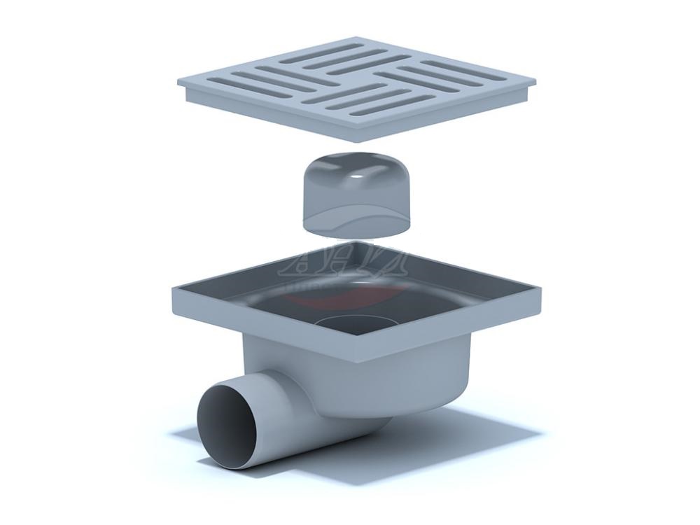 Трап горизонтальный нерегулируемый с выпуском 50мм, с пластиковой решеткой 150х150 мм ТА 5110 АНИ пласт 7204 - Вид №1