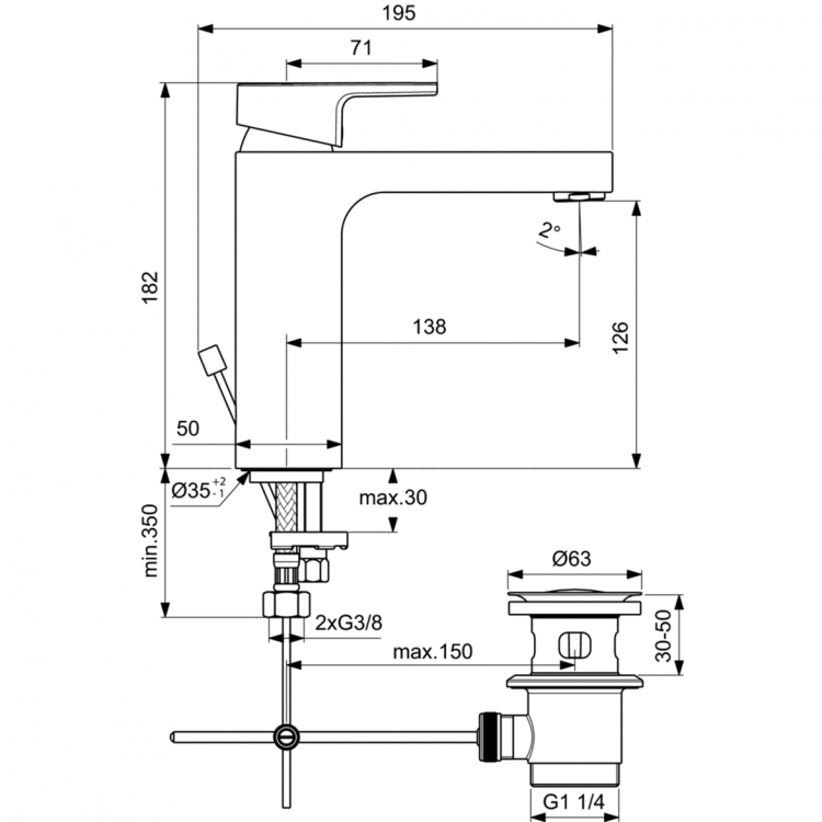 A7109AA Смеситель для раковины Ideal Standard EDGE - Вид №2