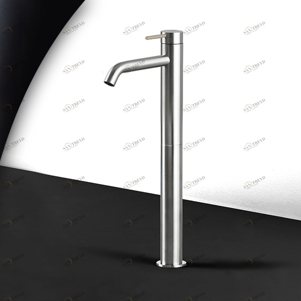 Смеситель для раковины сталь матовая с бежевой ручкой Toki Radomonte TKI6SCIL18