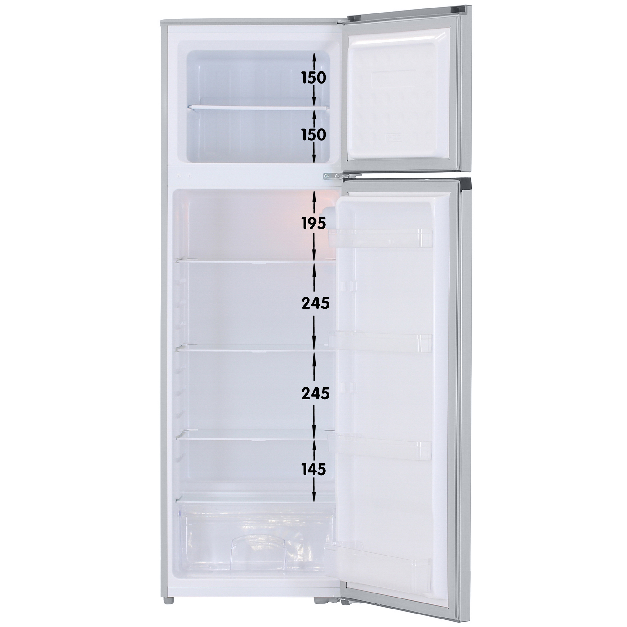 5408418 Холодильник с морозильником   DEXP T2-26AHA серебристый STDN-0018674 - Вид №1