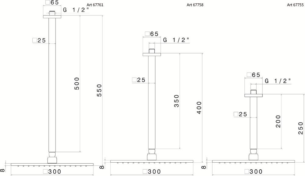 newform Потолочная лейка душа с кронштейном Head showers 67758 - Вид №1