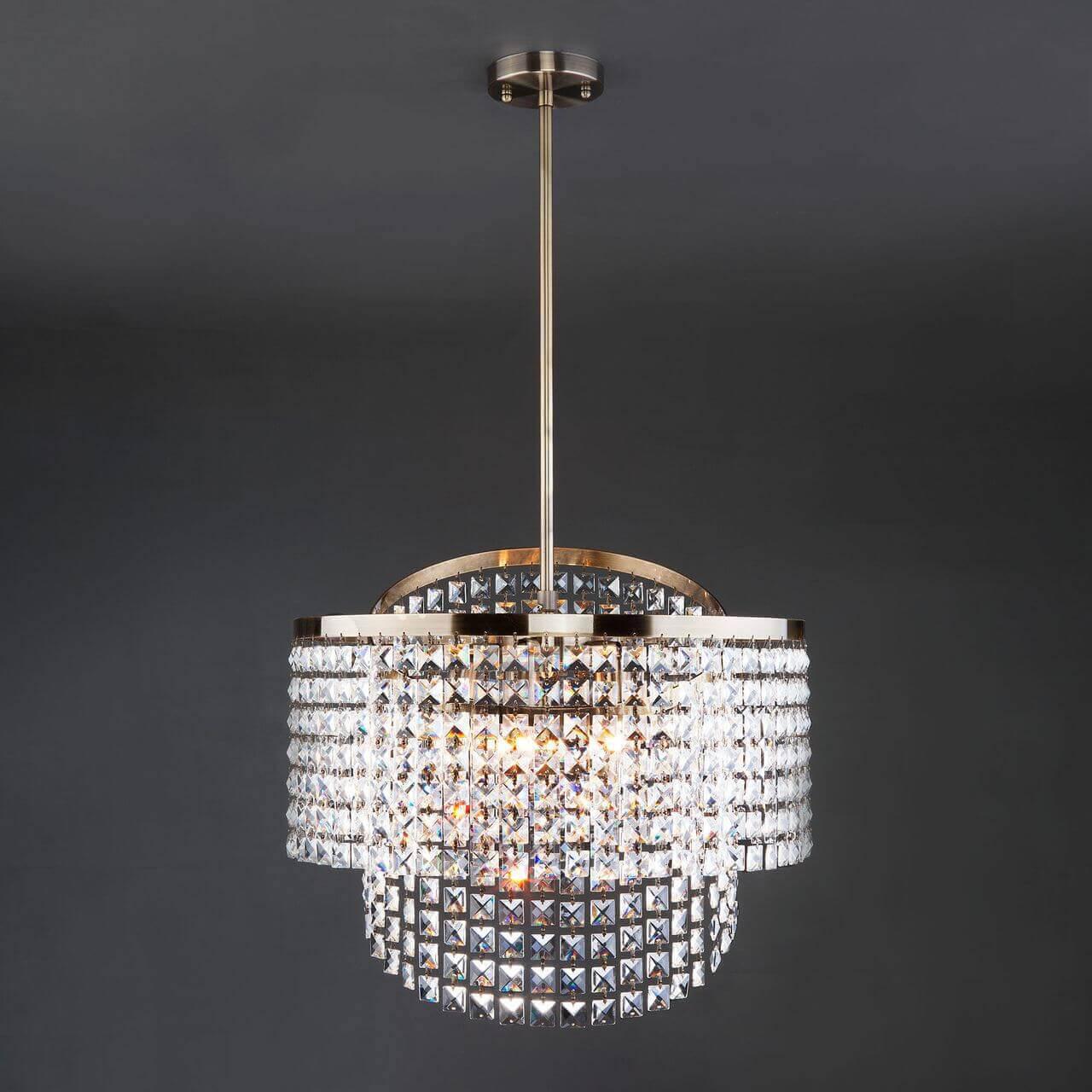 Подвесная люстра Eurosvet 10090/5 античная бронза/прозрачный хрусталь Strotskis EUROSVET ДИЗАЙНЕРСКИЕ, LEONI 00-3887535 Бронза;прозрачный  - Вид №1