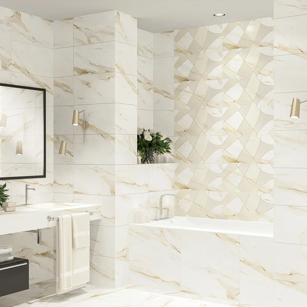 Декор настенный Azori Calacatta Royal Geometria 31.5x63 см матовый мрамор цвет белый геометрия 82825641 STLM-2194803 - Вид №4