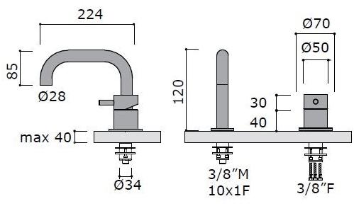 MINA Комплект для ванны из нержавеющей стали с ручным душем Stiriana 6580 - Вид №1