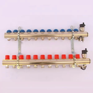 Коллекторная группа TOPWAY с регулировочными и термостатическими вентилями с метрической резьбой EMMETI 1"xM24x19 11 выходов