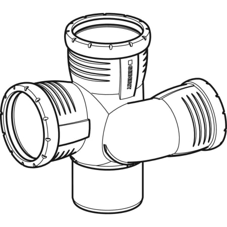 GEBERIT 393.564.14.1 Крестовина Geberit Silent-Pro, левая со смещенным впуском и дополнительным отводом 87,5°  - Вид №1