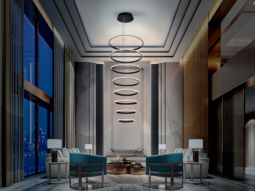 109101 Подвесной светильник 8 колец черный DIM BLUETOOTH 4000K Schuller Ring - Вид №2