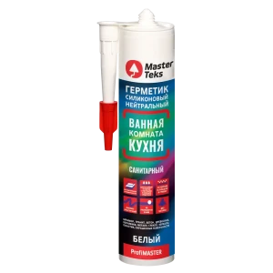Герметик силиконовый MasterTeks нейтральный для ванной комнаты и кухни белый 280 мл