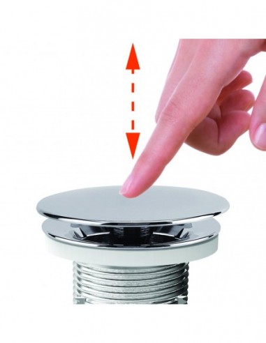 122400 000 00  Универсальный слив и сифон для умывальника Siphonette, клапан Click clack Д. 65 мм, нержавеющая сталь Valentin Хром  - Вид №2