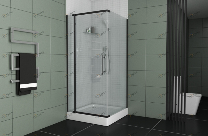 Душевое ограждение (без поддона) 900*900*1950 Стекло 8мм easy clean BLACKLINE BS090.3113A bravat 