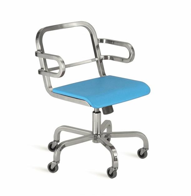 Emeco Вращающееся кресло из алюминия с подлокотниками на колесиках Nine-o™ sun-id-1483644 - Вид №6