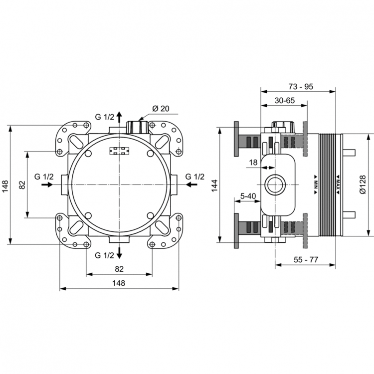 A7573AA Промо комплект "ВСЕ для встройки ALL IN ONE" Ideal Standard CERATHERM T100  - Вид №13