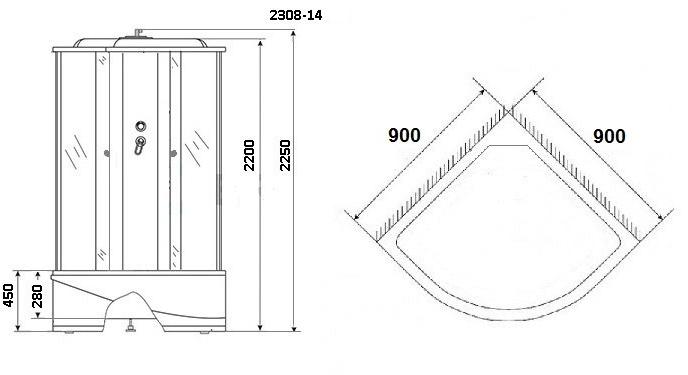 Душевая кабина NG- 2308-14 (900х900х2150) высокий поддон(45см) стекло МАТОВОЕ Niagara Classic 23081424 - Вид №1