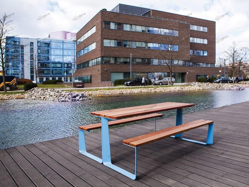 mmcité1 Стол для пикника из оцинкованной стали со встроенными скамейками sun-id-1407768