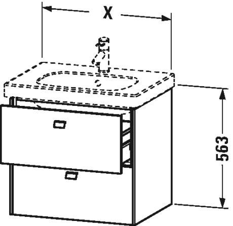 BR414509191 Тумбочка подвесная Brioso #BR4145 620 x 469 мм Серо-коричневый декор Duravit - Вид №3