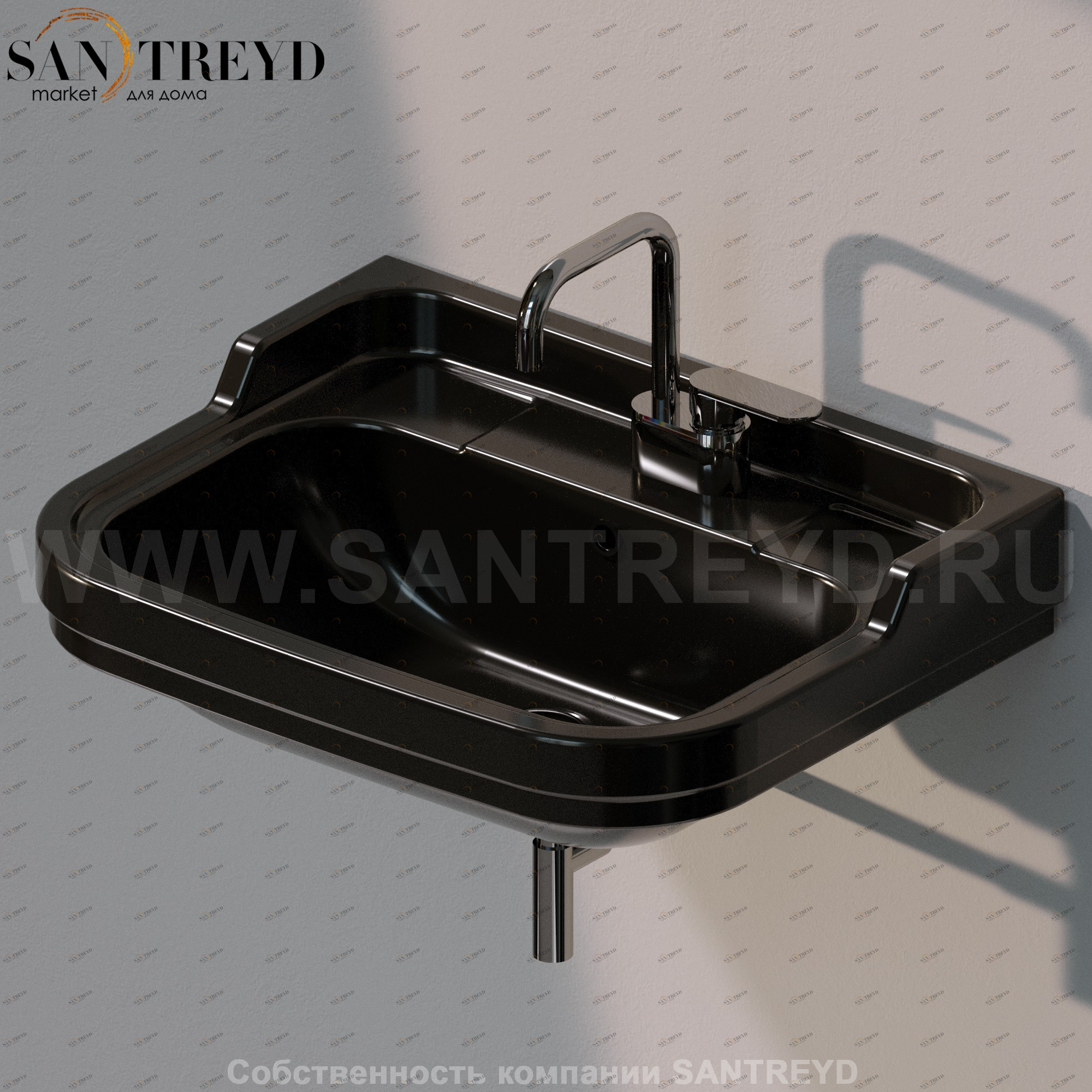 60079017 Подвесная раковина настенная прямоугольная Ceramica Flaminia Efi черная