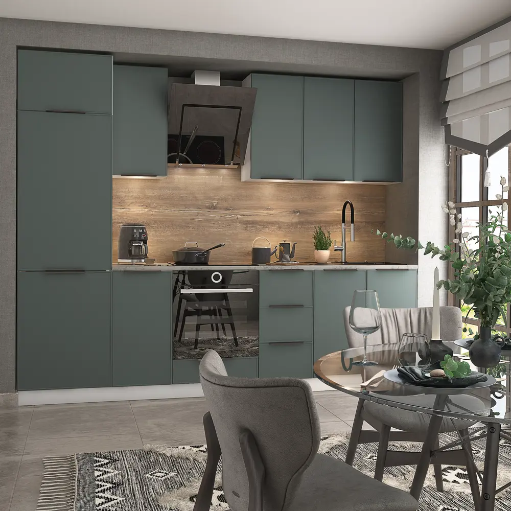 Фасад кухонный DELINIA ID Инта зеленый с геометрической филенкой 59.7x25.3 см 89349178 STLM-1338280 - Вид №4
