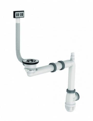 754100 000 00  Полный комплект Elipso для мойки 1 чаша Д. 60 мм, регулируемая, сетчатый фильтр, комплект перелива, двухкомпонентный, встроенная прокладка Valentin Хром  - Вид №1