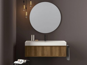 Одноместный умывальник из вяза с зеркалом