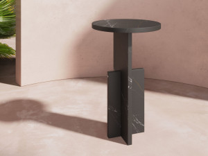 Высокий круглый мраморный журнальный столик Sahara Noir