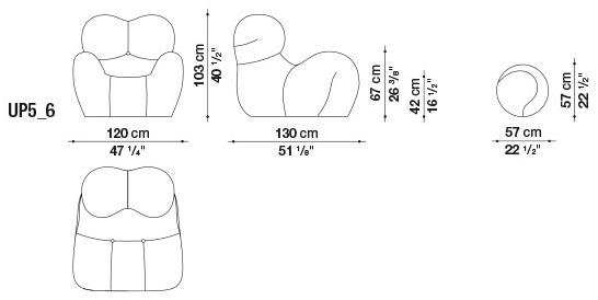 B&B Italia Кресло с обивкой из ткани с подставкой для ног Up Up5_6 - Вид №13