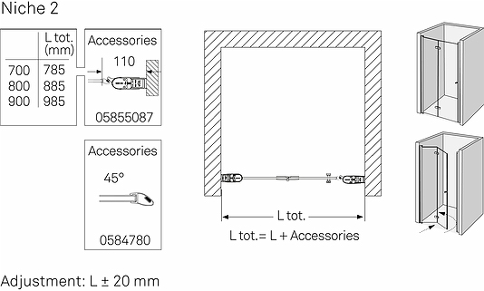 7738080 Складывающаяся душевая дверь IFO Space, настенный кронштейн IFO Space, 1200 мм для угла 45 ° - Вид №11
