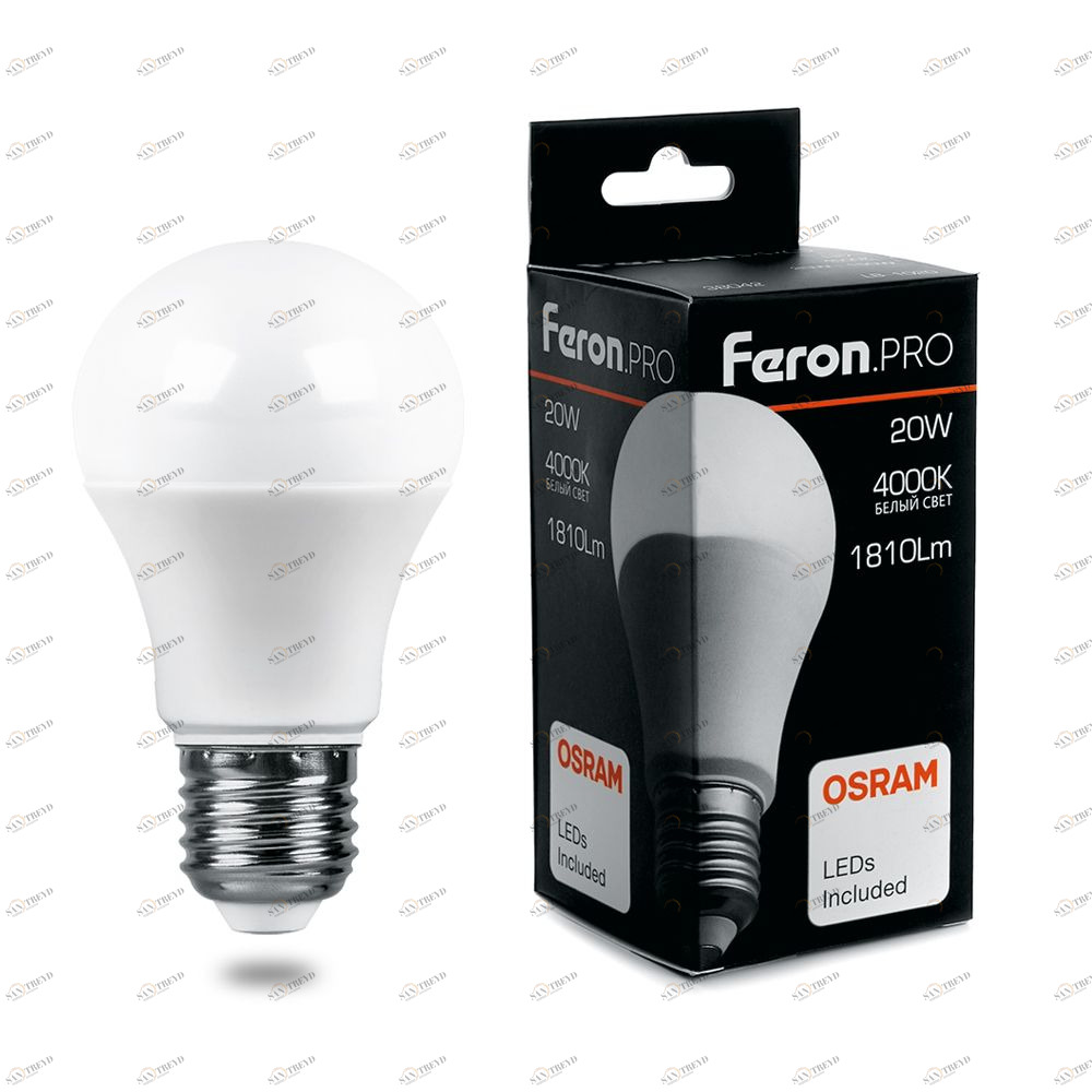 Лампа светодиодная Feron.PRO "Шар" E27 20W 2700K OSRAM LED LB-1020 38041 FERON  00-3956719 Матовый 