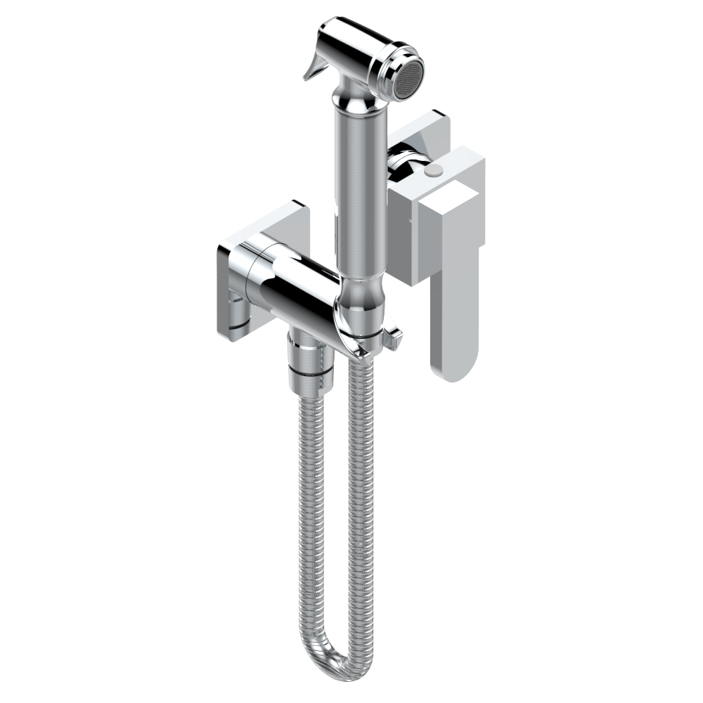A6A-5840/MBG Комплект для душа, включающий смеситель, армированный шланг 1 м 25 см, ручной душ с курковым распылителем, выход из стены и предохранительный запорный клапан Thg-paris Profil Хром A6A 5840/MBG A02 CAT.A