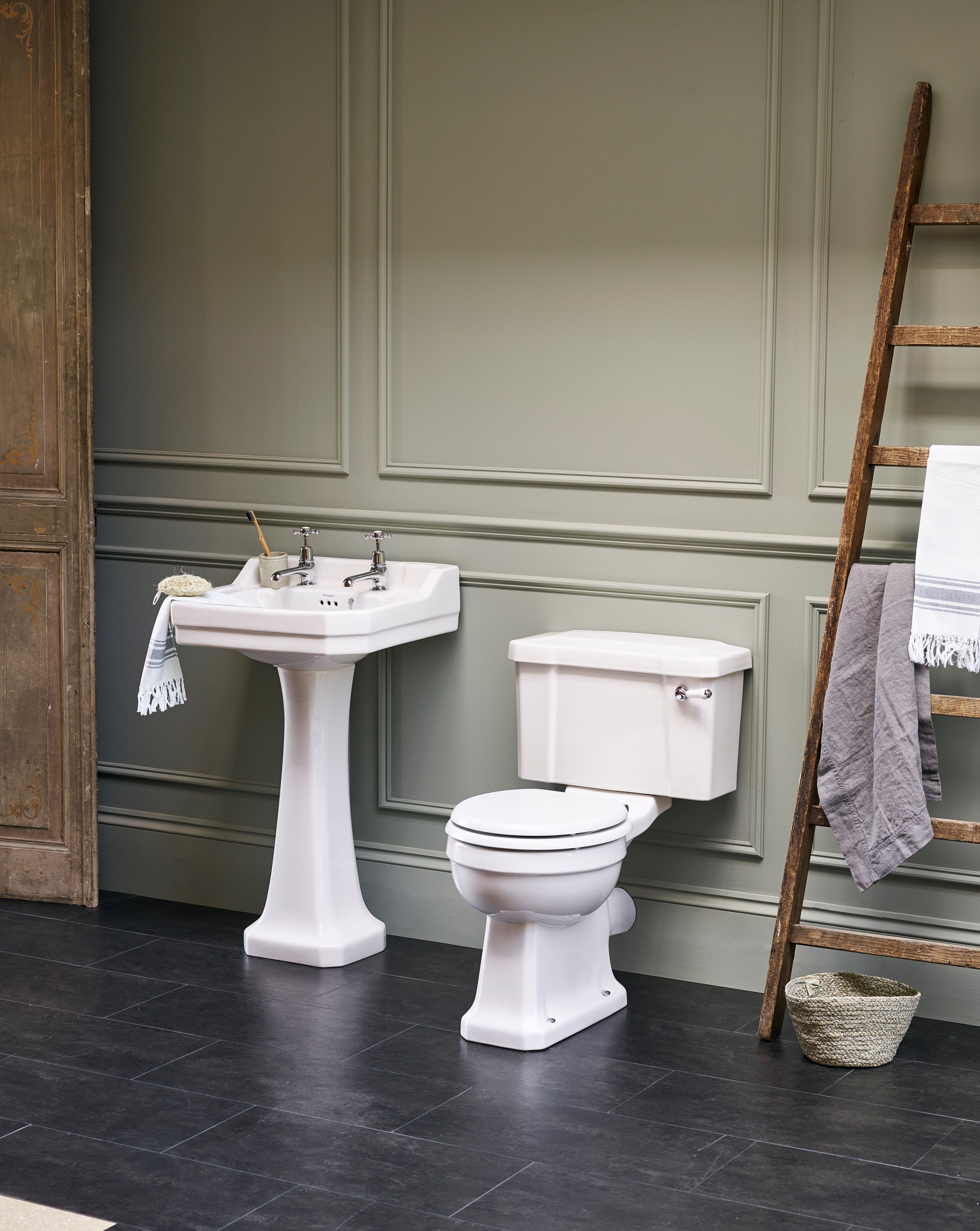 Прямоугольный умывальник из стекла на колонне Burlington Эдвардианская ARCH-00134895 - Вид №3