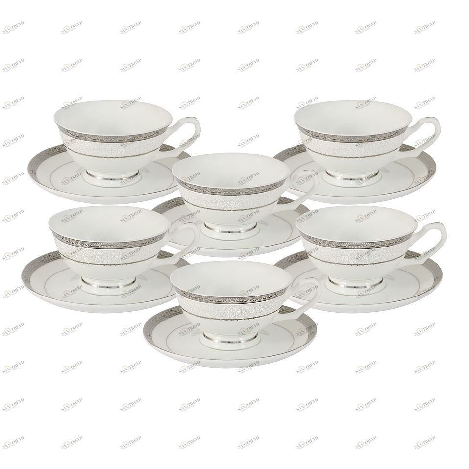 Чайный набор фарфоровый 12 предметов белый "Бостон" ANNA LAFARG EMILY БОСТОН 00-3946924 Белый