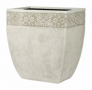 Вазон из искусственного камня с резным орнаментом 35 см серый "Дижон" LE-VILLAGE FLORERO 044756 Серый