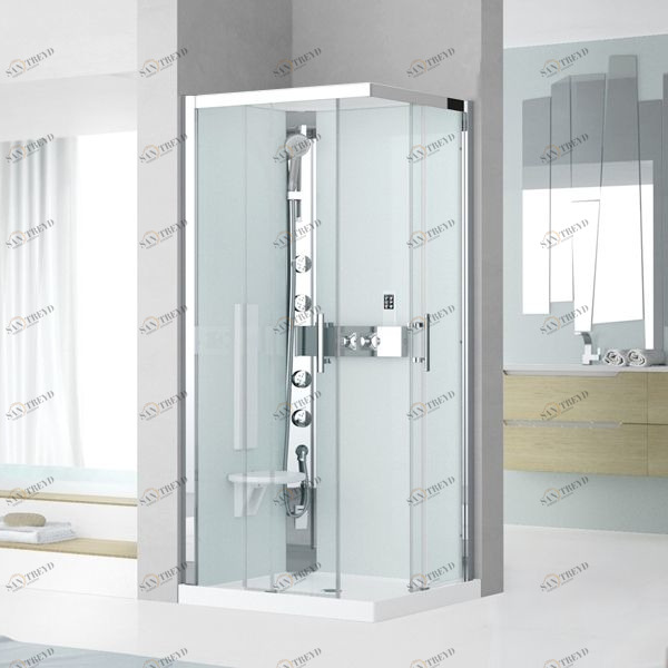Душевая кабина термостатическая 90x90 GLAX 3 A90 HYDROMASSAGE Novellini GLAX 3 с низким душевым поддоном и серебристым профилем GL3A90T11B