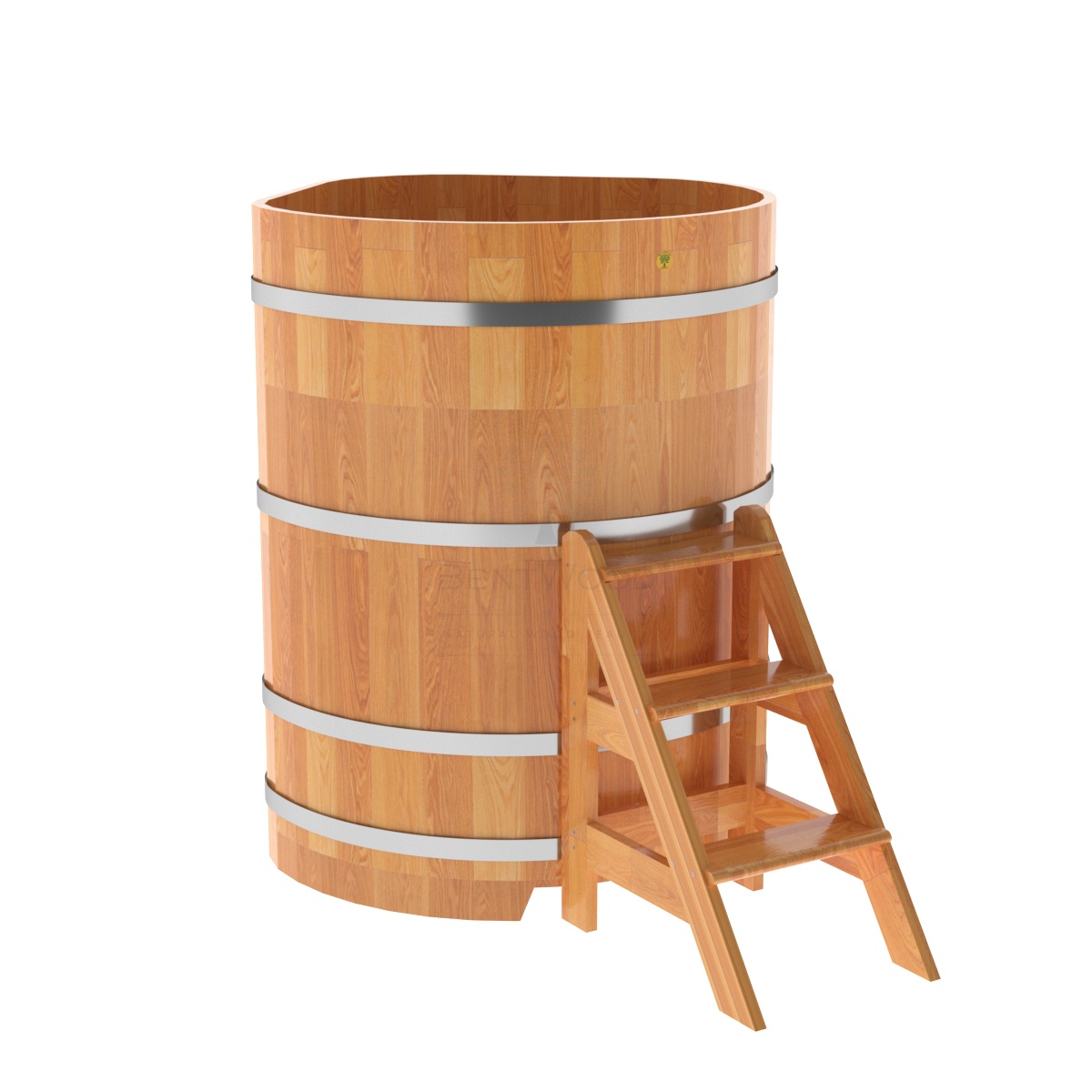 1570 Купель угловая из сращенных ламелей лиственницы 1,03х1,03х1,4 натуральная Alyarus 