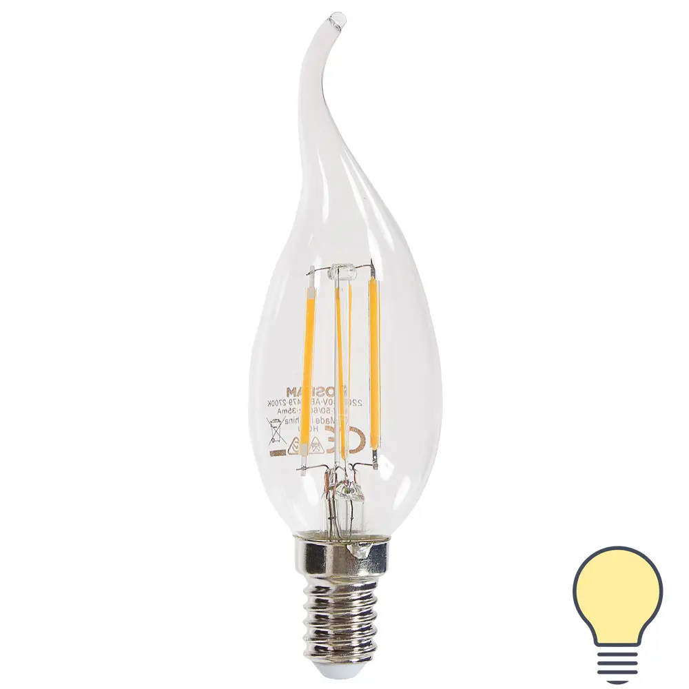 Лампа светодиодная Osram свеча на ветру E14 4 Вт 470 Лм свет тёплый белый 18609973 STLM-2054761 