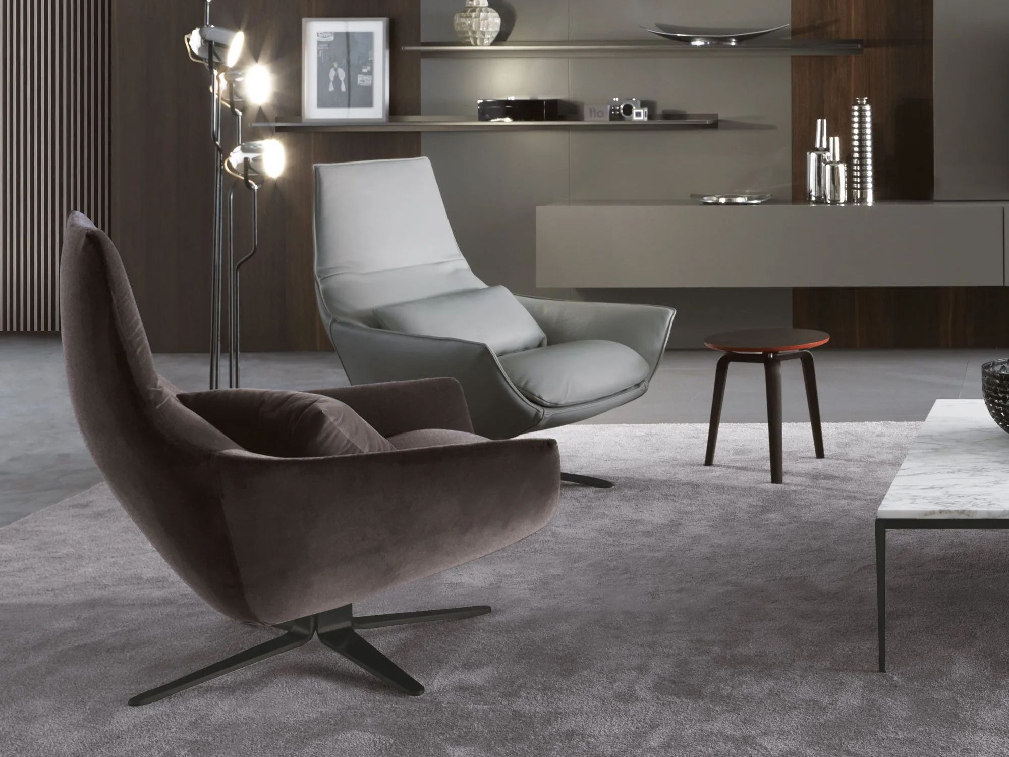 Кожаное вращающееся кресло с подлокотниками MisuraEmme ERMES ARCH-00012547