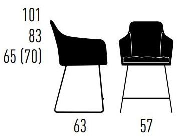 KFF Табурет кухонный на санках с подлокотниками Youma casual sun-id-1360391 - Вид №2