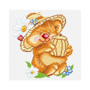 23х25см Набор для вышивания НВ №09 №069 "Медвежонок с бочонком" М.П.Студия