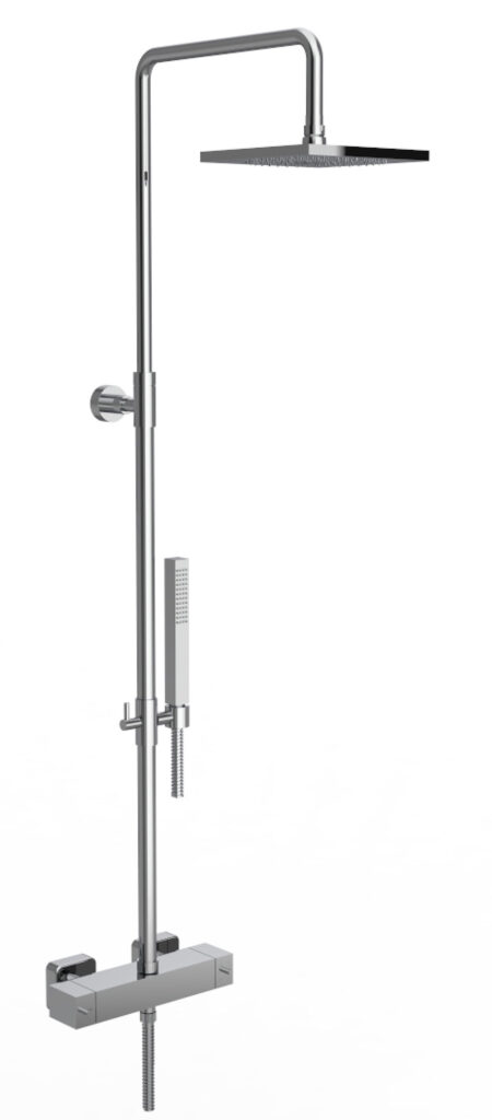 43547 / LU Внешний термостатический смеситель для душа с трубкой, переключателем, душевой лейкой и ручным душем. Bongio Wellness 43547/LU