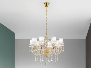 Стеклянная люстра с кристаллами