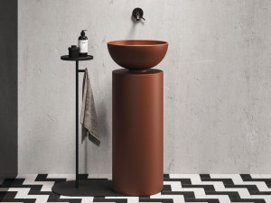 Круглый отдельно стоящий умывальник из бетона