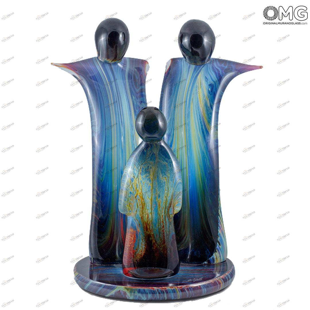 1250 ORIGINALMURANOGLASS Скульптура Семья - халцедон - автор Andrea Tagliapietra - муранское стекло 18 см 