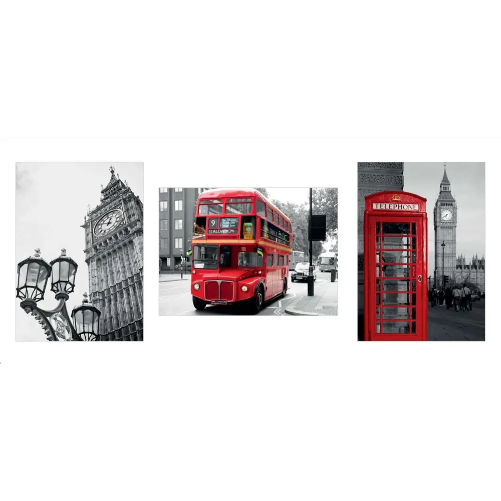 Постер Арт дизайн Город в красном 39x49 см 3 шт STLM-2037180