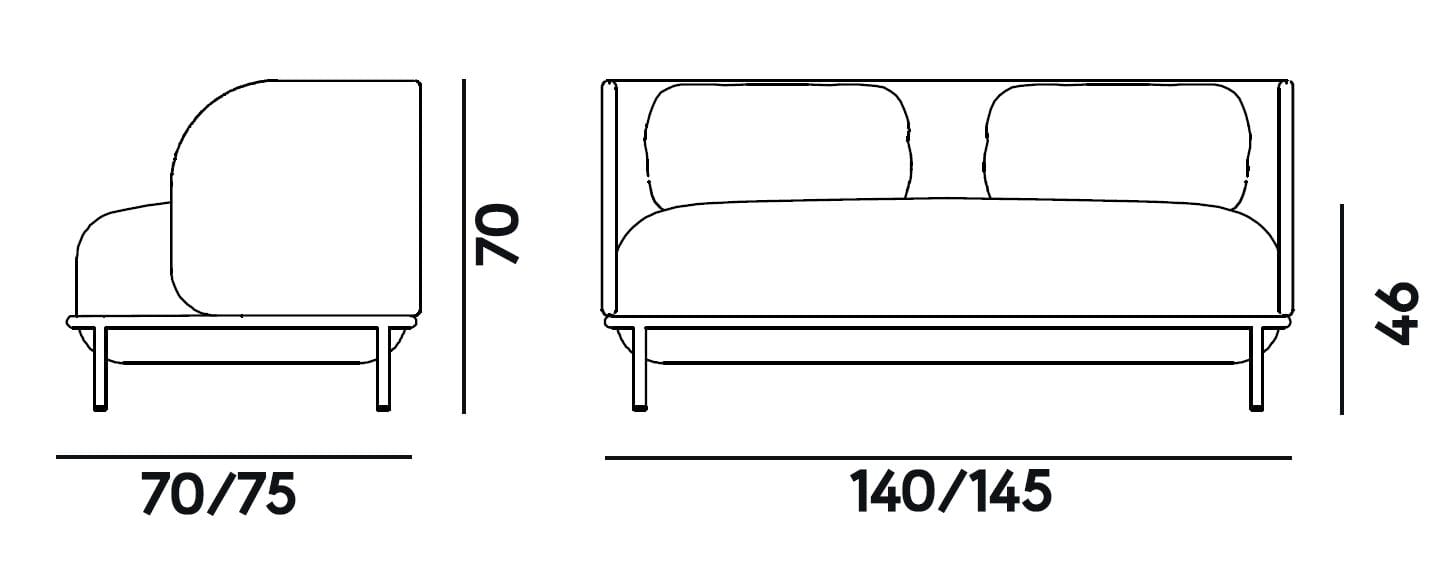 2-местный металлический линейный диван Billiani Bold ARCH-00125347 - Вид №2