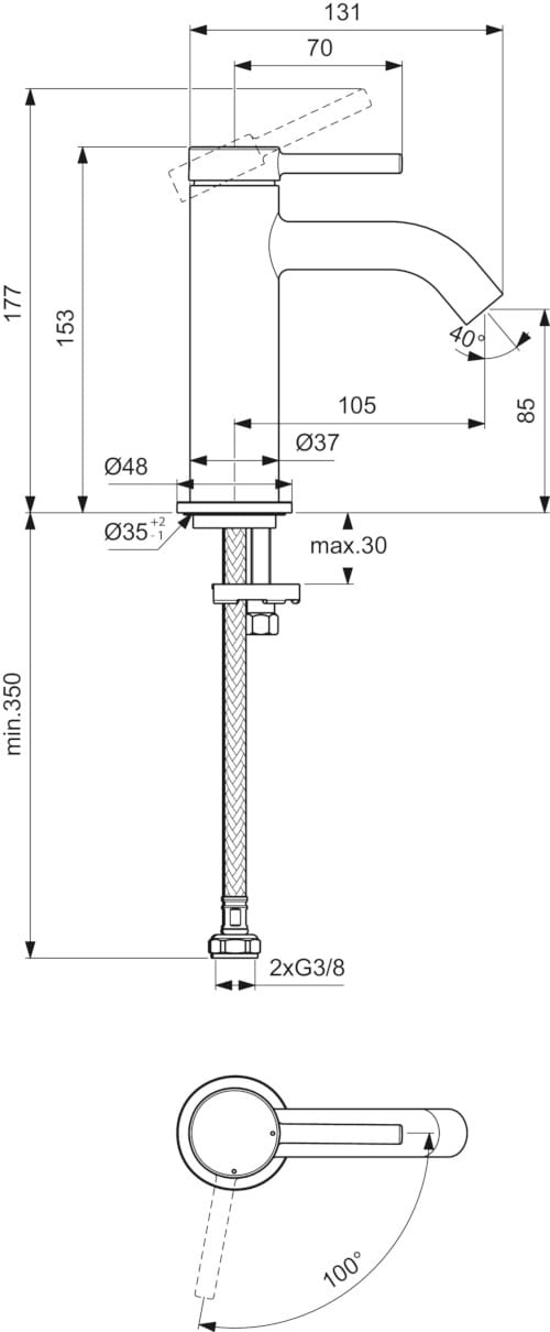 Однорычажный смеситель для раковины Ideal Standard Ceraline Nuovo ARCH-00068328 - Вид №4